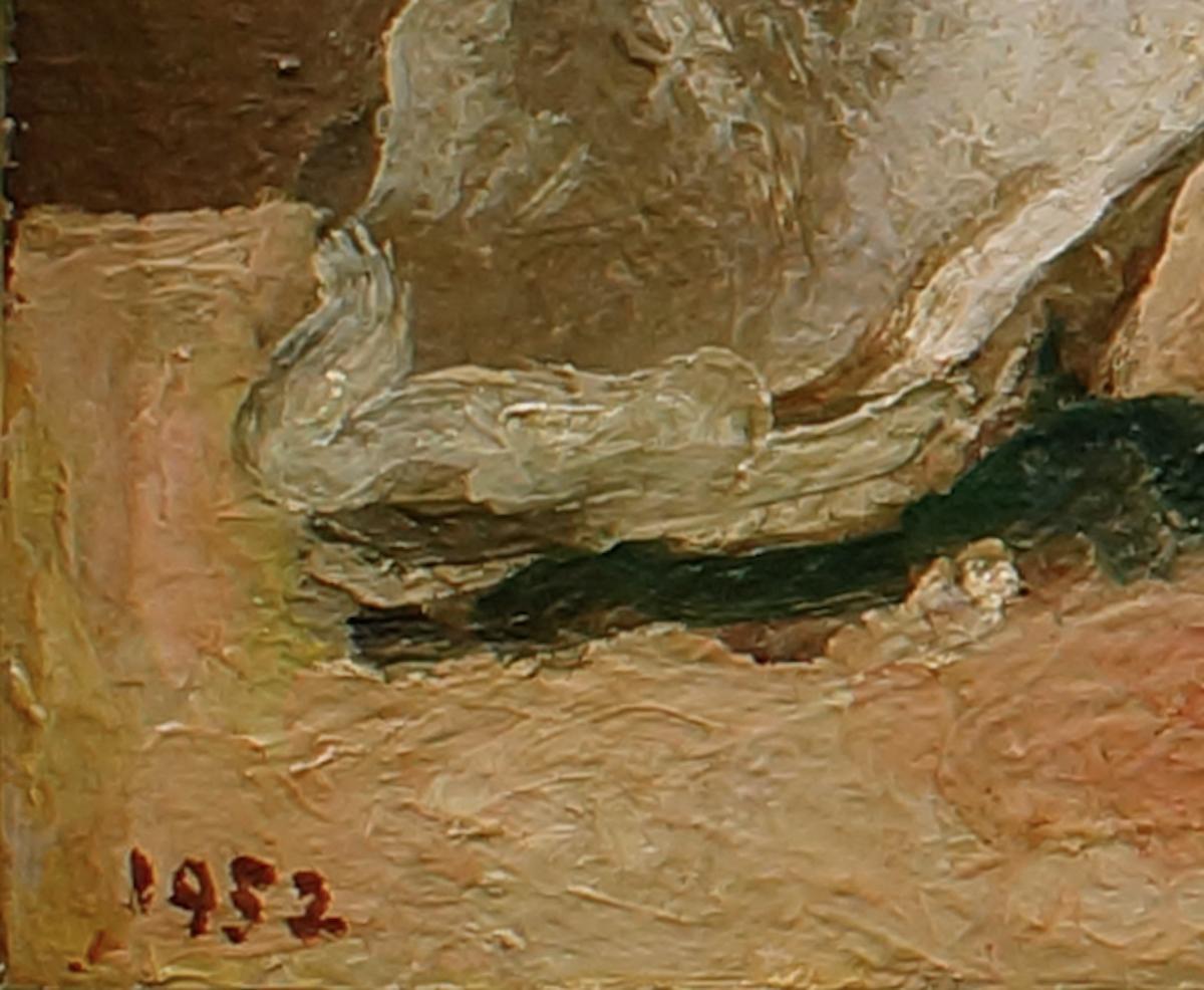 Nature morte - Huile originale sur toile par F. Carena - 1952  - Moderne Painting par Felice Carena