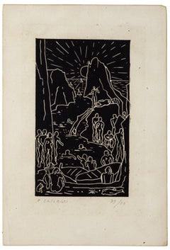 Gravure Capri/Faraglioni par Felice Casorati - XXe siècle