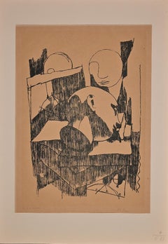 Stillleben – Lithographie von Felice Casorati – Mitte des 20. Jahrhunderts