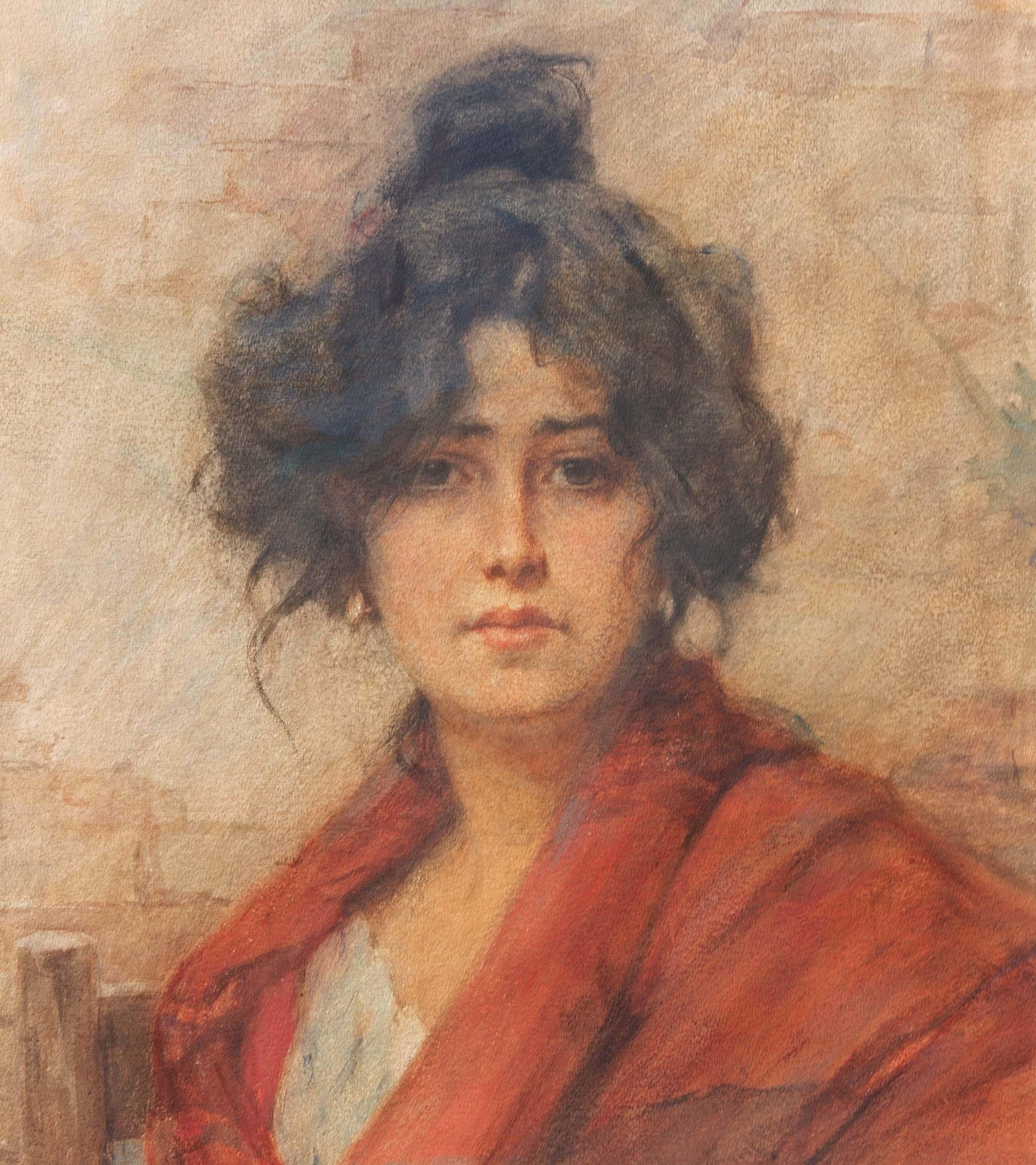 Portrait of a Venetian Beauty by Felice Castegnaro '1872-1958' Italian For Sale 1
