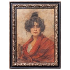Retrato de una belleza veneciana por Felice Castegnaro '1872-1958' Italiano