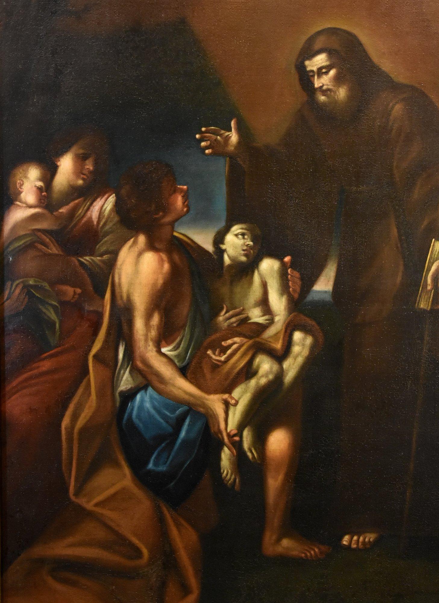Miracle Saint François Cignani 17ème siècle Peinture Huile sur toile Vieux maître Italie en vente 8