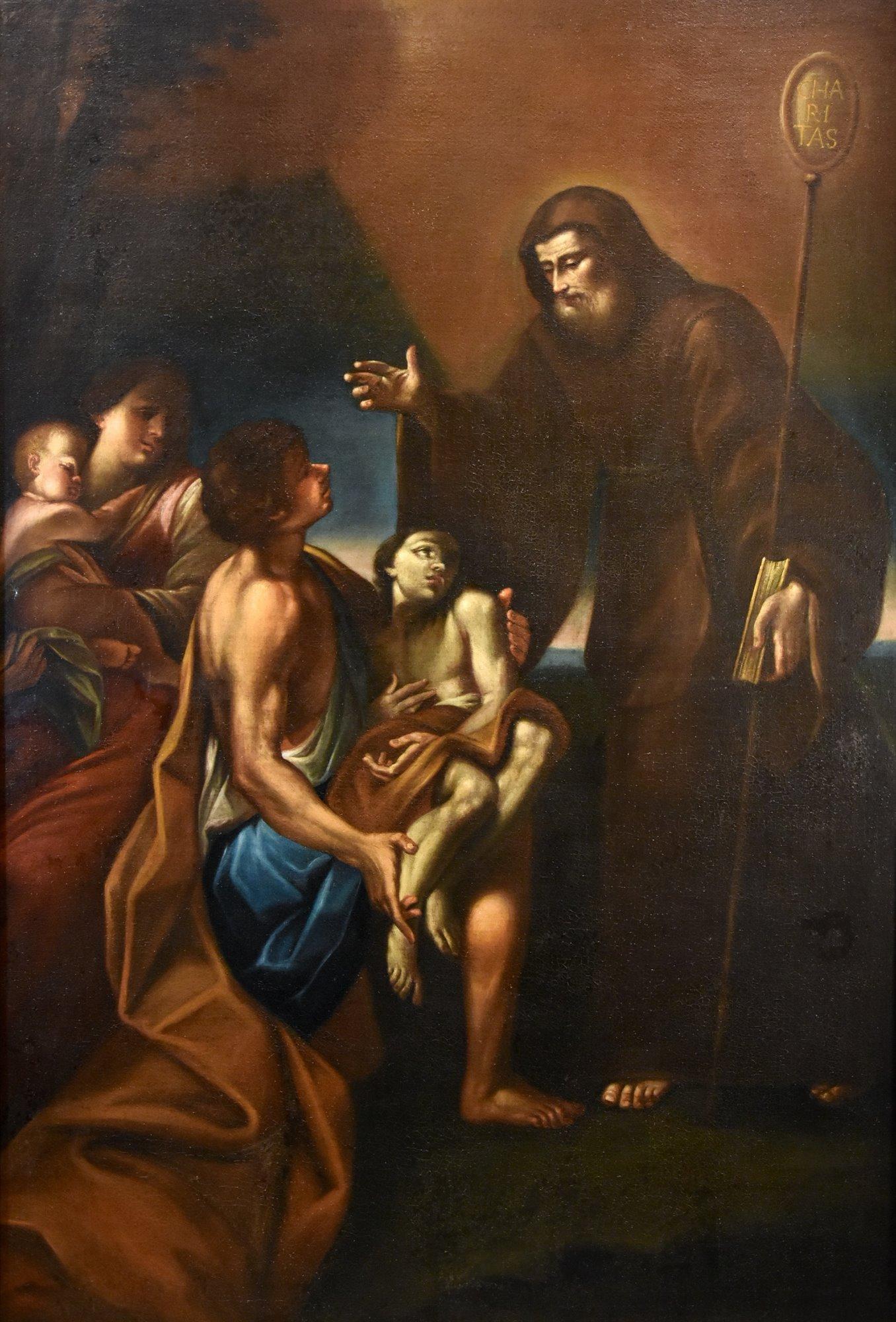 Miracle Saint François Cignani 17ème siècle Peinture Huile sur toile Vieux maître Italie - Painting de Felice Cignani (Bologna 1658 - Forlì 1724)