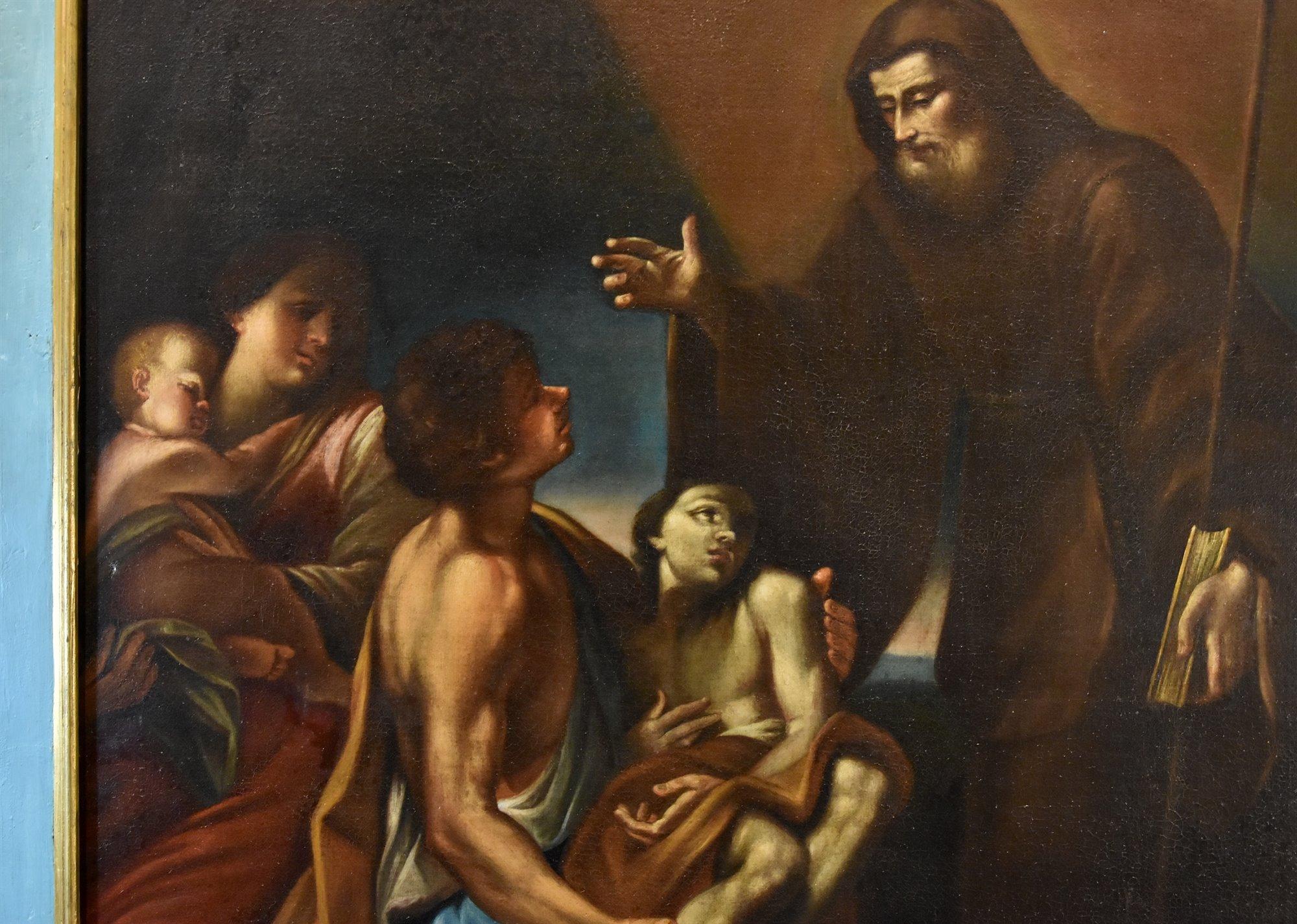 Miracle Saint François Cignani 17ème siècle Peinture Huile sur toile Vieux maître Italie - Maîtres anciens Painting par Felice Cignani (Bologna 1658 - Forlì 1724)