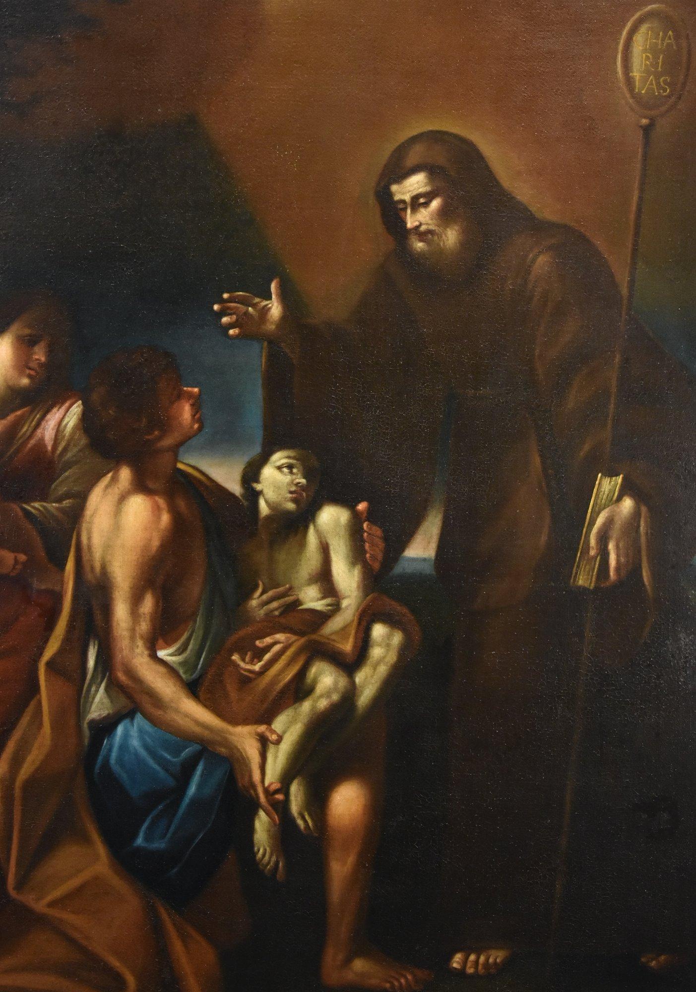 Miracle Saint François Cignani 17ème siècle Peinture Huile sur toile Vieux maître Italie en vente 2