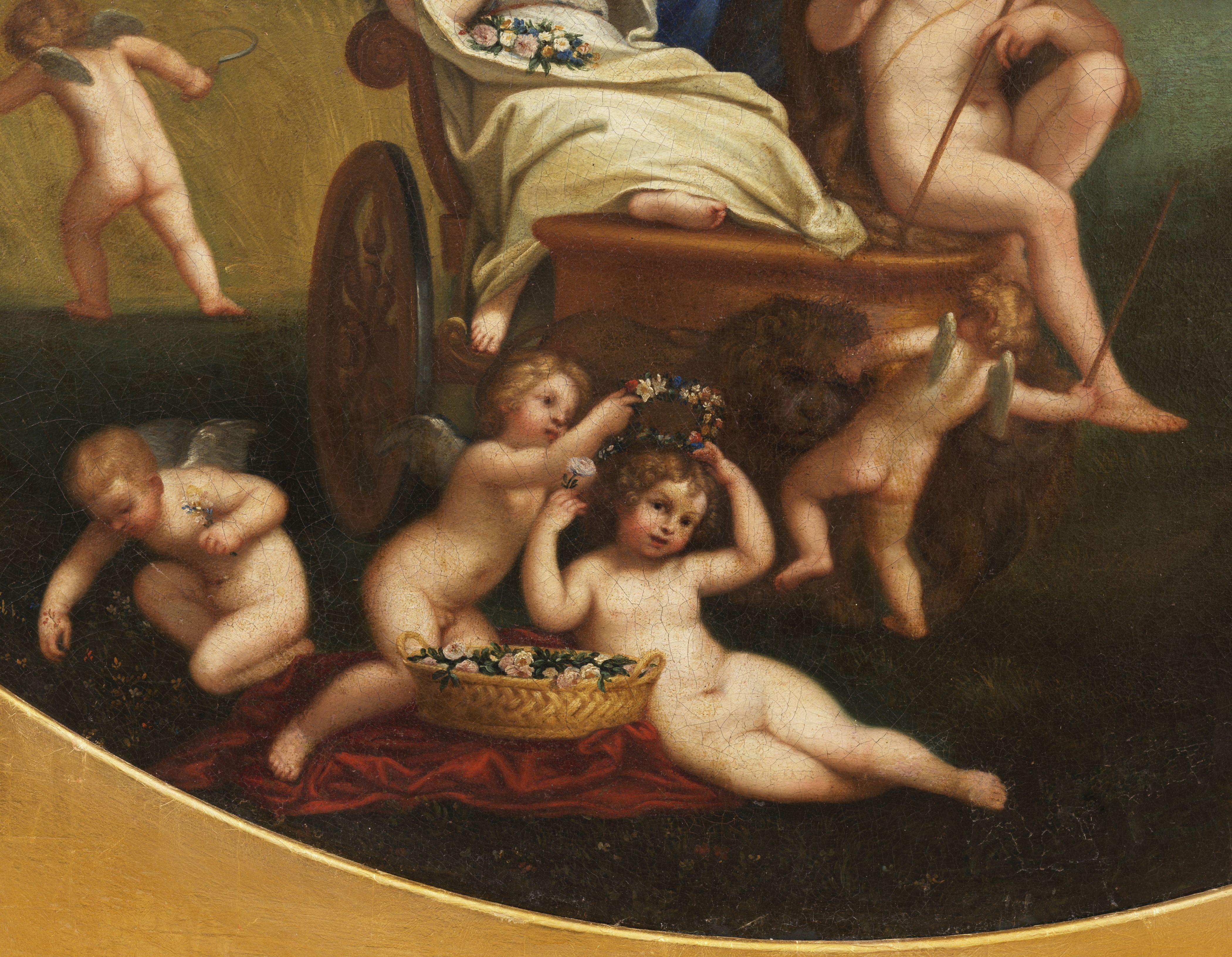 18. Jahrhundert  Erde Allegorie Felice Cignani Putti  Öl auf Leinwand Blau Grün im Angebot 4