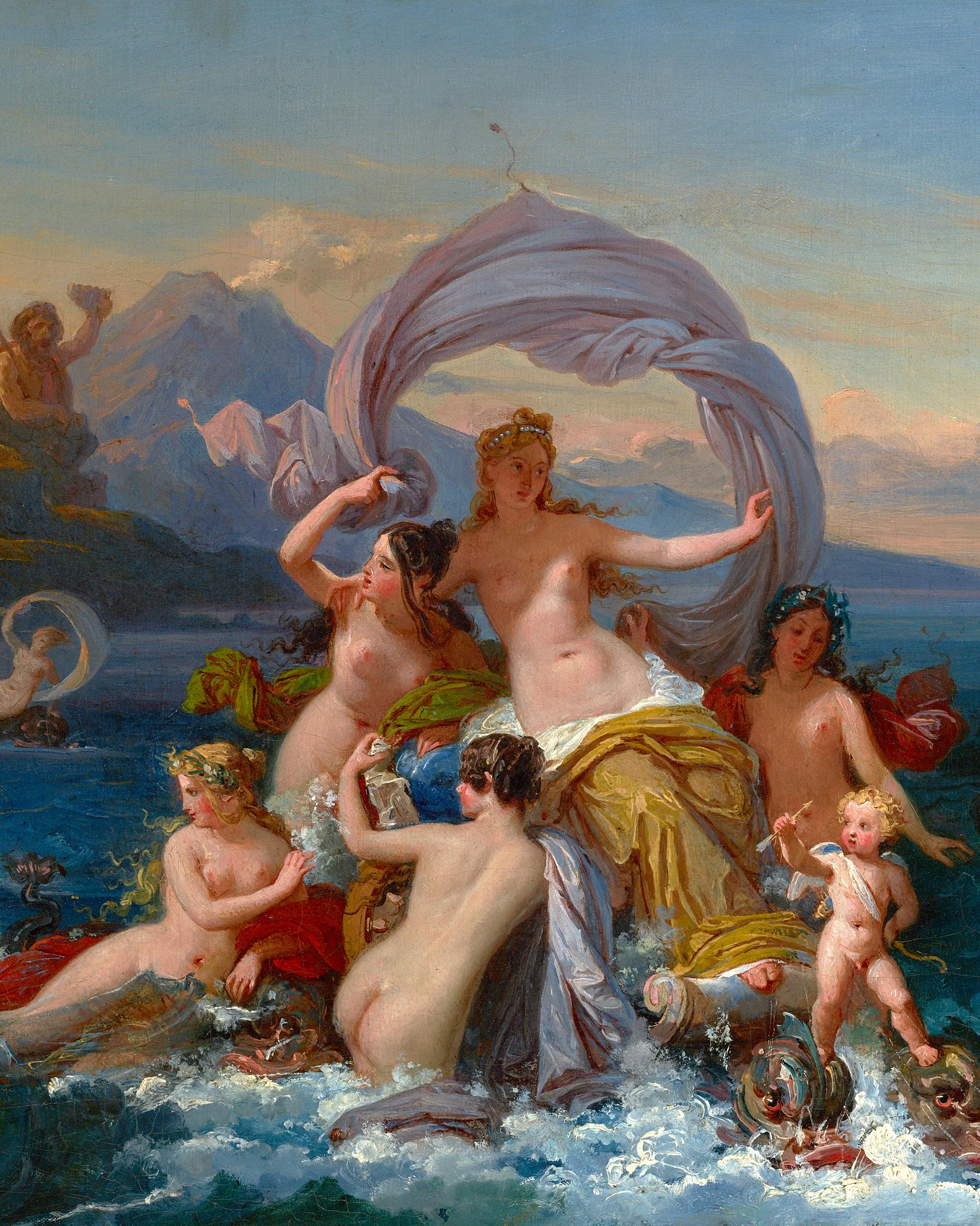 Le triomphe de Galatea - Gris Figurative Painting par Felice Giani