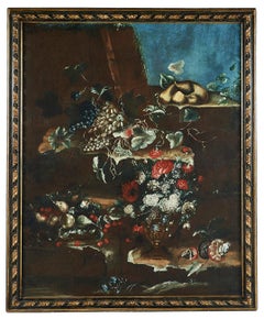 18th Century Still Life Felice Rubbiani Natura Morta Oil on Canvas Fruit Flower