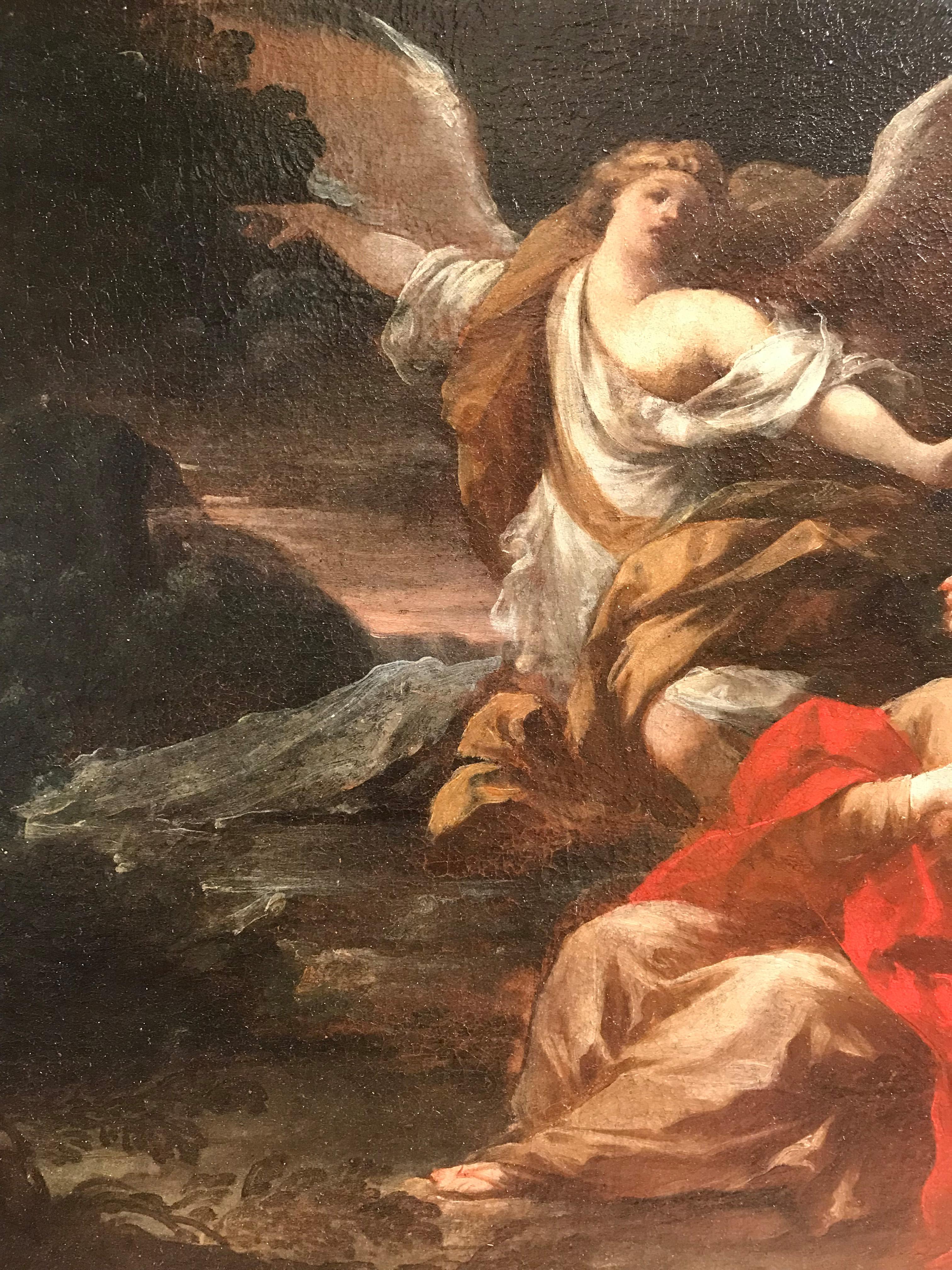 17th Century by Felice Torelli Hagar and the Angel Oil on Canvas im Angebot 4
