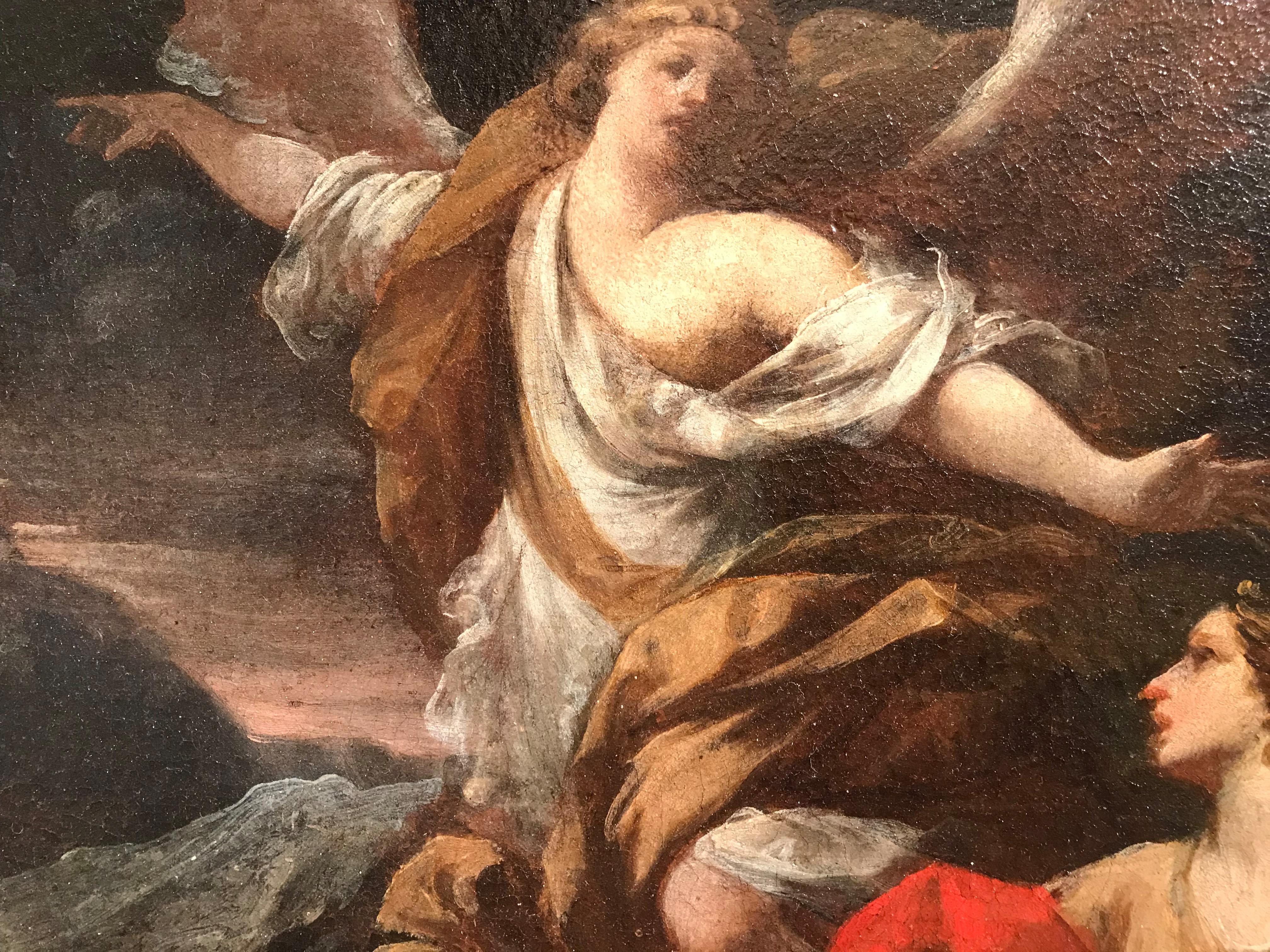 17th Century by Felice Torelli Hagar and the Angel Oil on Canvas im Angebot 5