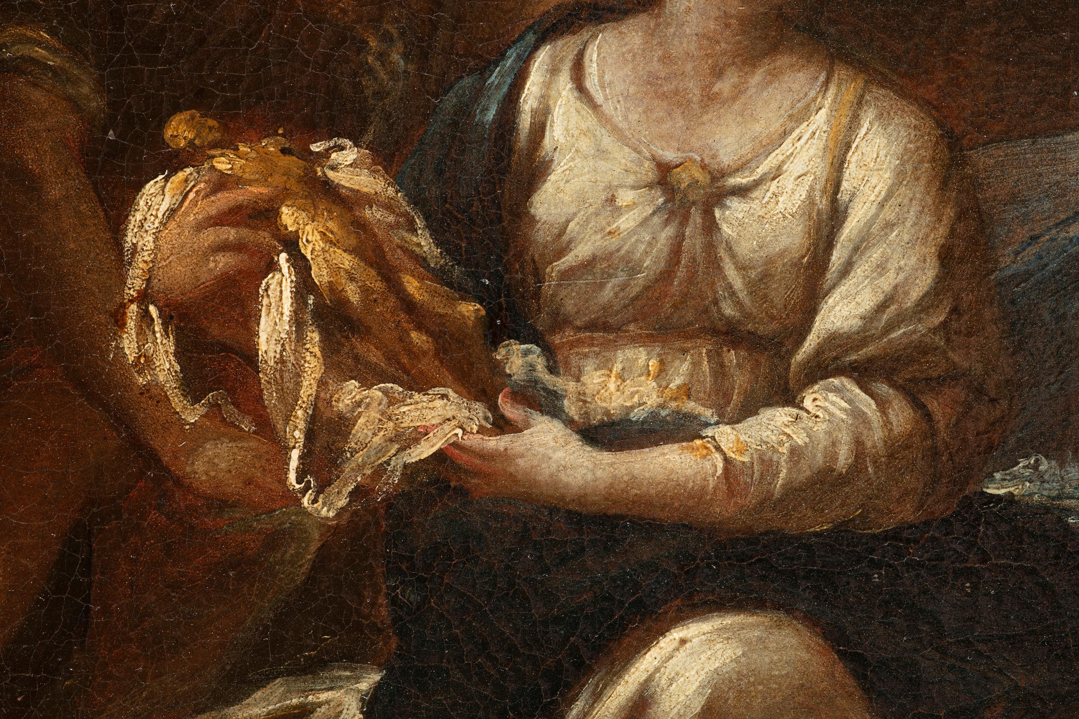 XVII secolo di Felice Torelli Rachele che nasconde gli idoli Olio su tela in vendita 5