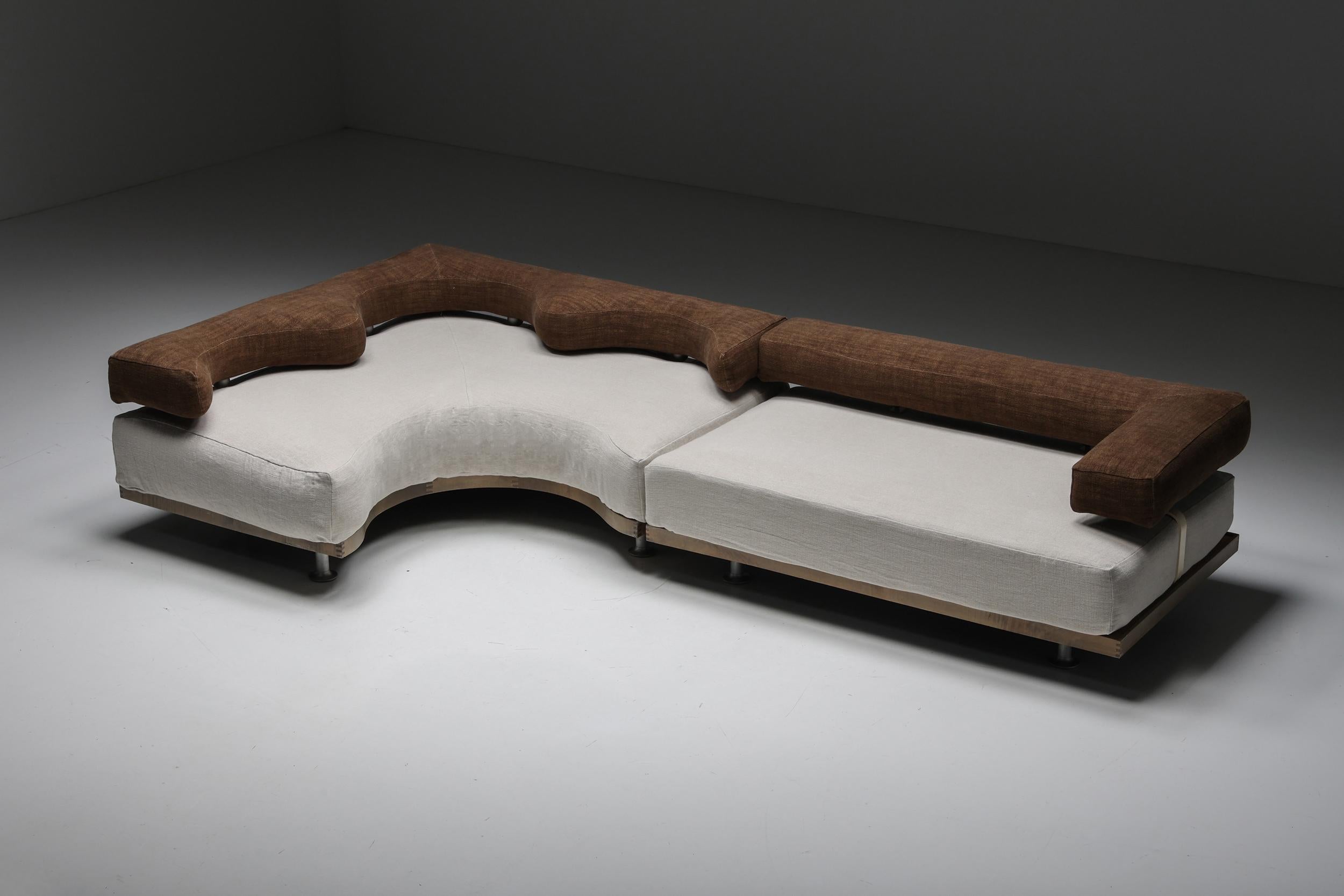 Metal Felicerossi Italian Post-Modern Sectional Sofa, 1970s For Sale