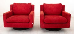 Felicerossi chaises club pivotantes en chenille rouge, paire