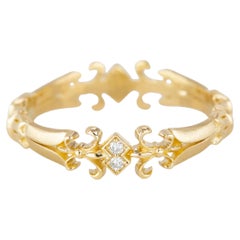 Felicia Ring, Vintage Style 14K Gold 0.05 Ct Diamond Wedding Band Ring