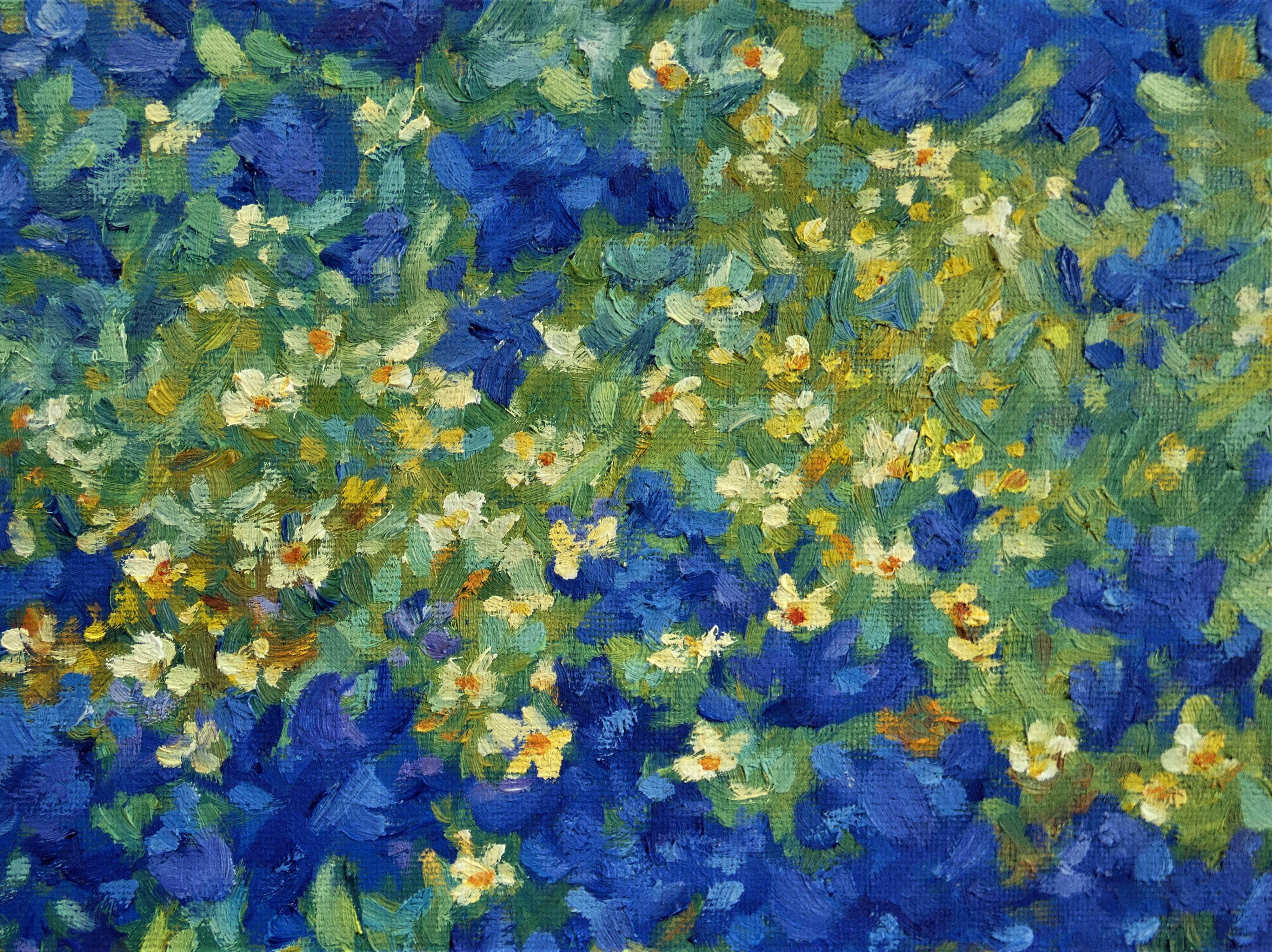 monet blue flowers