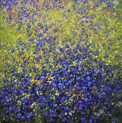 Blue Flowers, Painting, Oil on Canvas