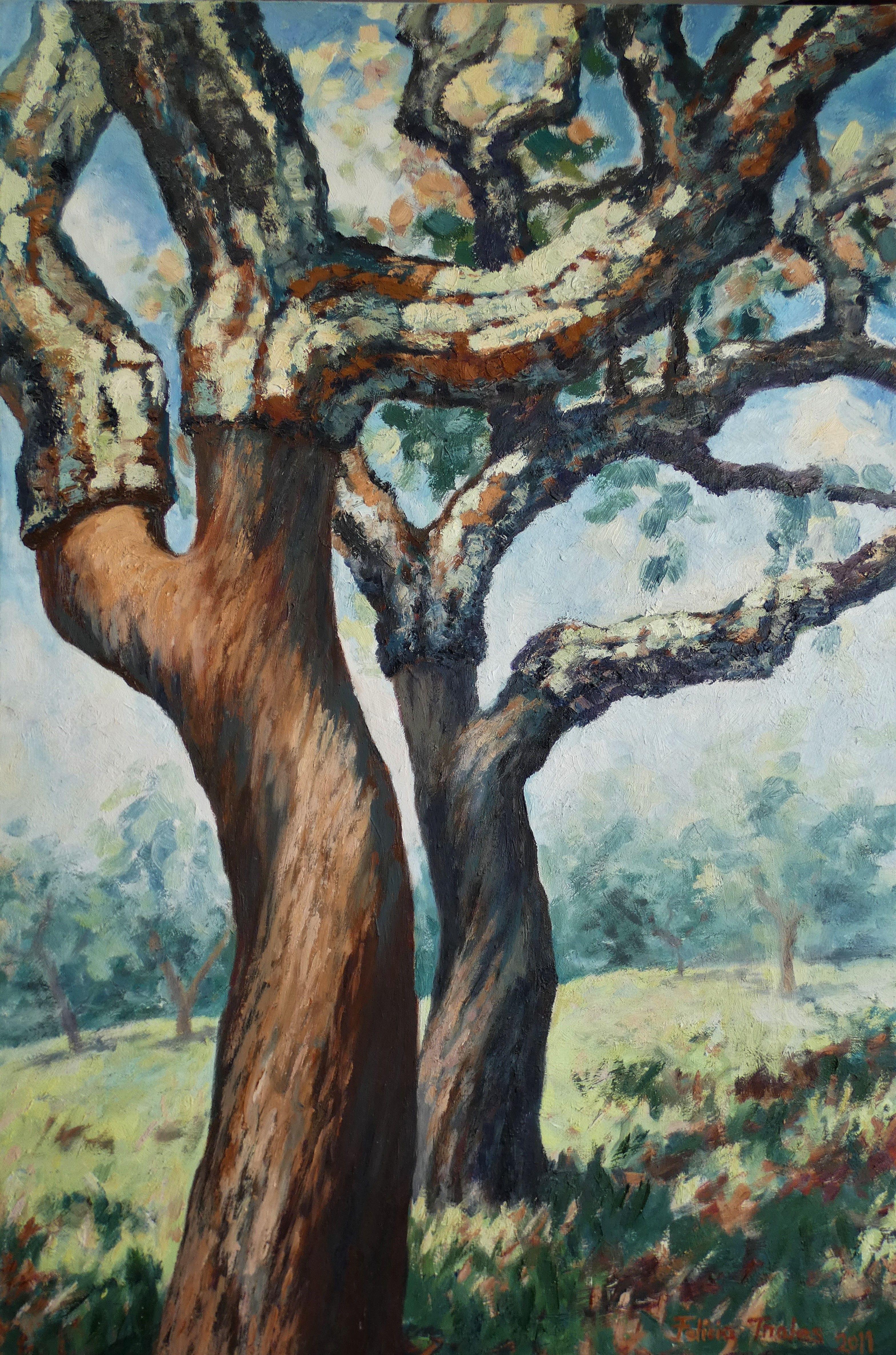 Corktree II, Pittura, Olio su tela - Painting di Felicia Trales