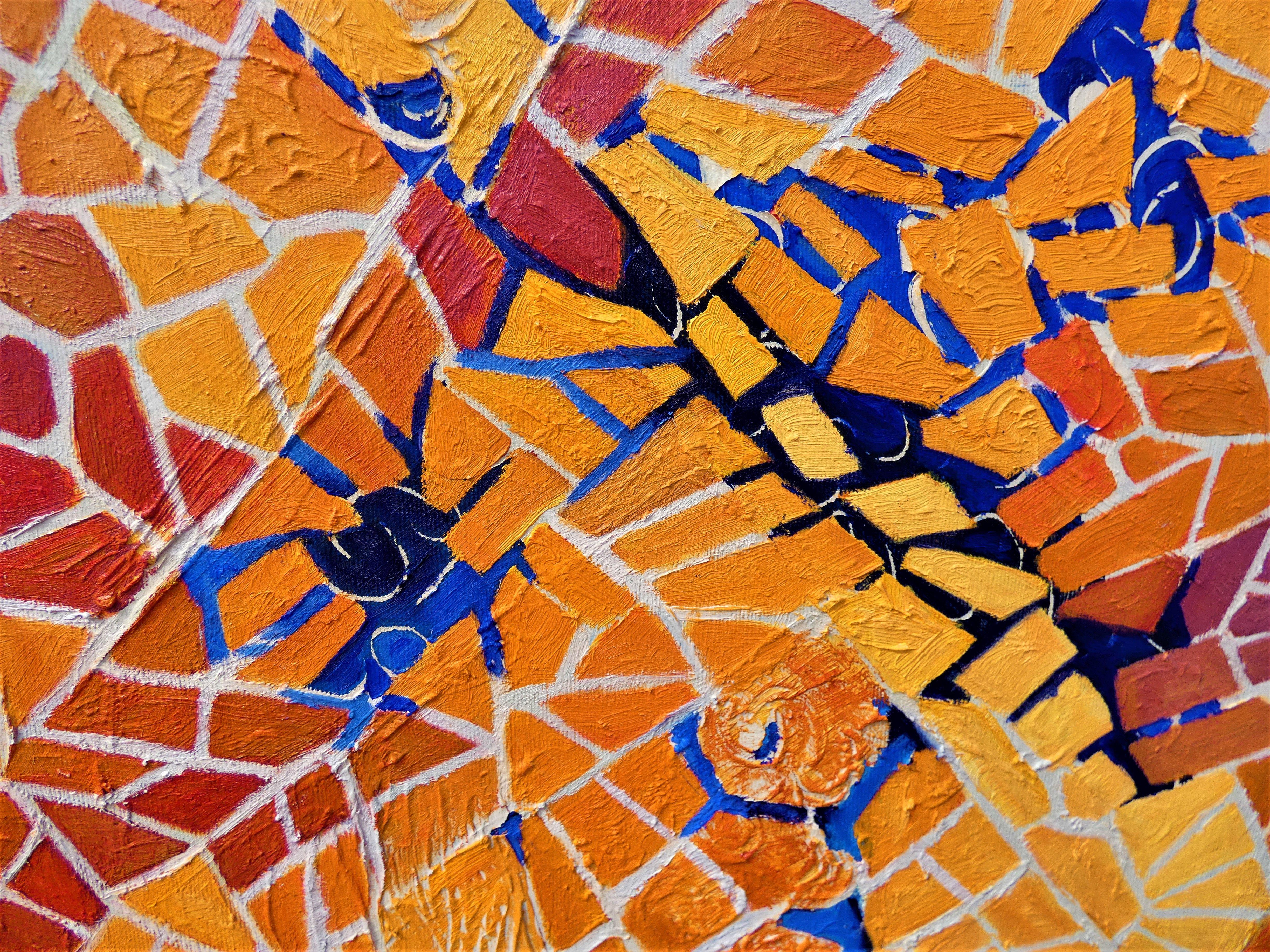 Fantasy II, Painting, Oil on Canvas - Orange Abstract Painting by Felicia Trales