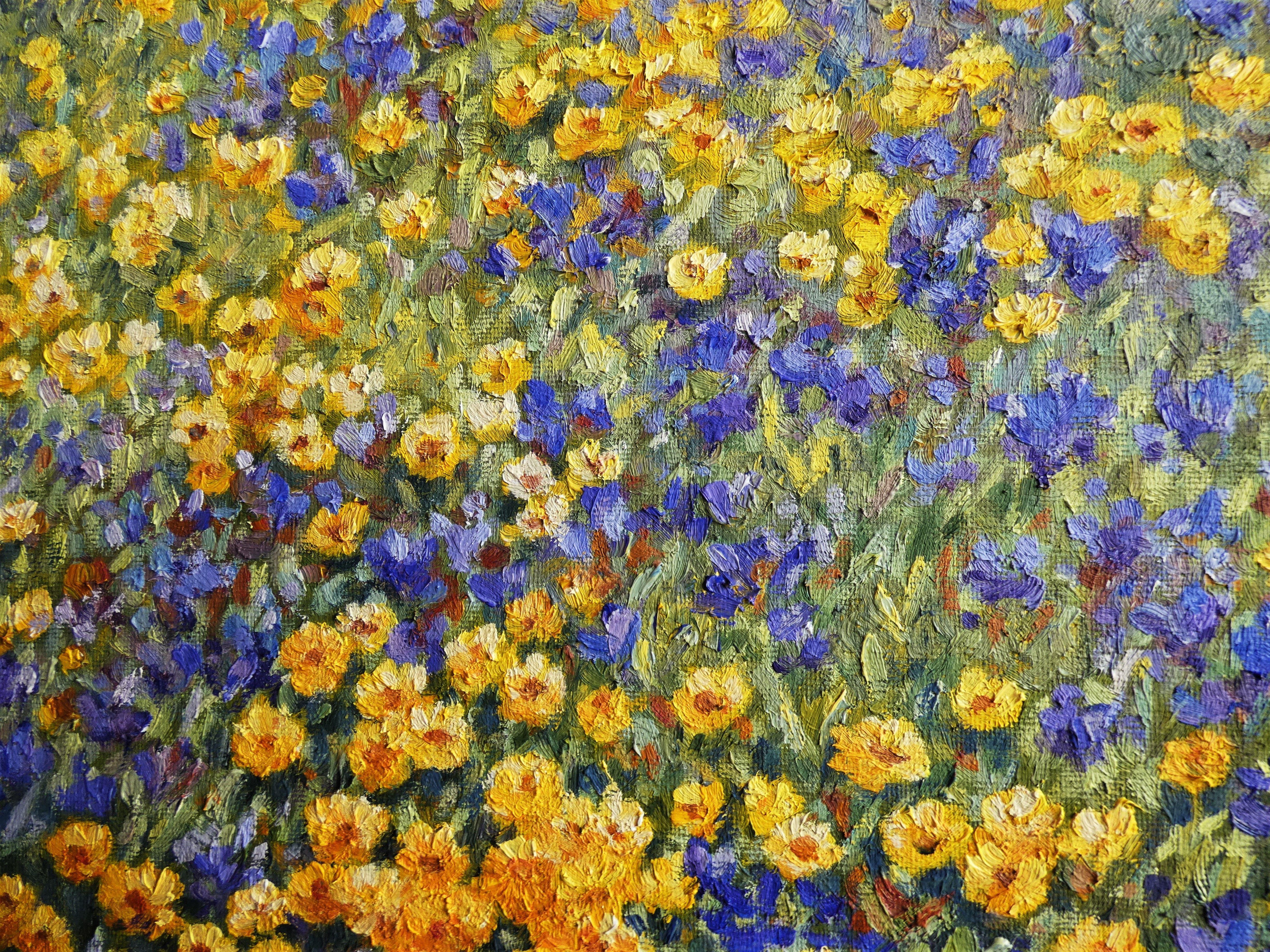 Meine Malerei ist eine Feier des Lebens und der vergänglichen Schönheit der Natur. Ich verwende Ölfarben, um die Vitalität der Blumen einzufangen, und verwende schnelle, lebendige Pinselstriche, die typisch für den Impressionismus sind, um ein
