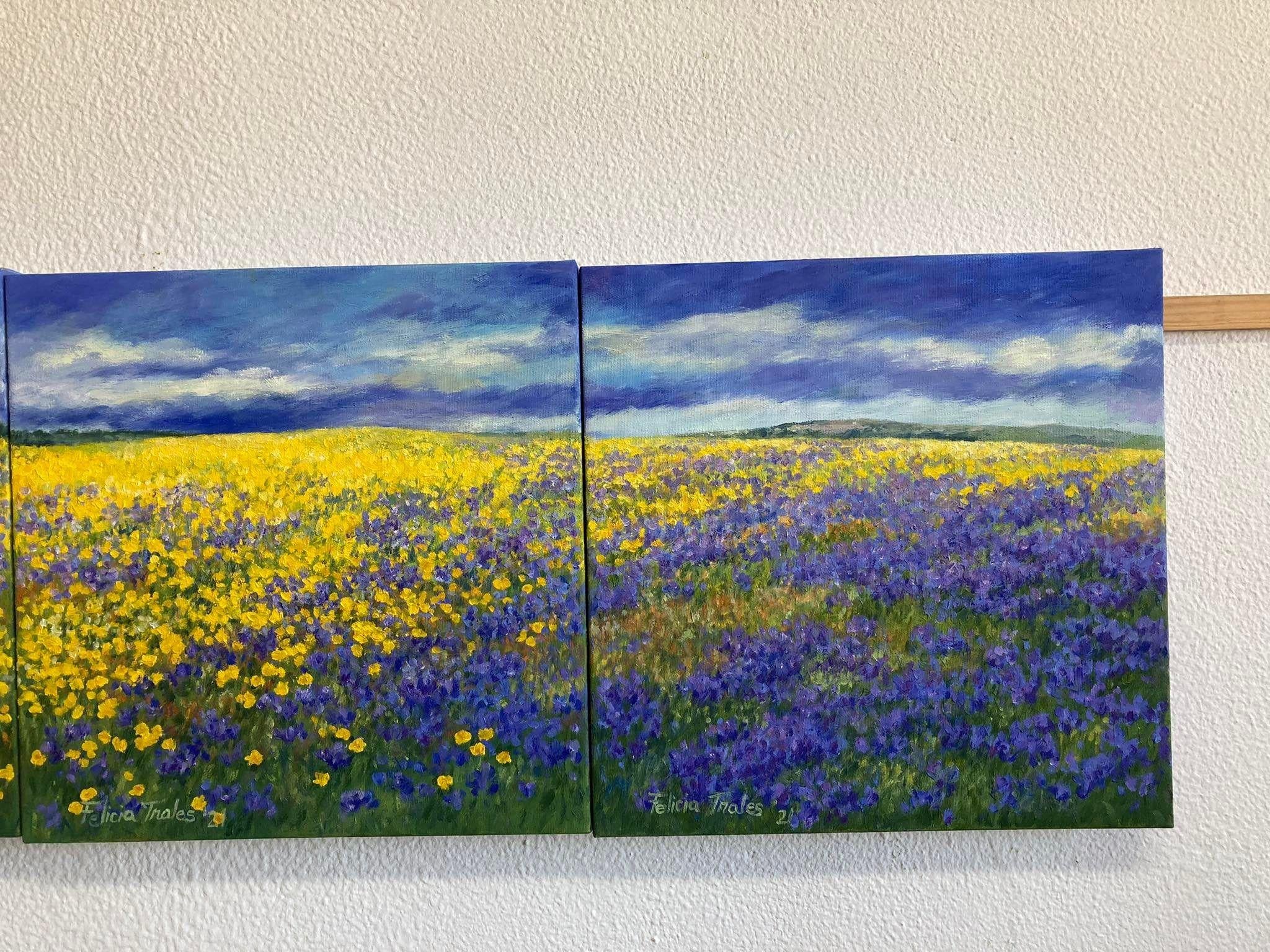 Flowery Field II, Painting, Oil on Canvas For Sale 1