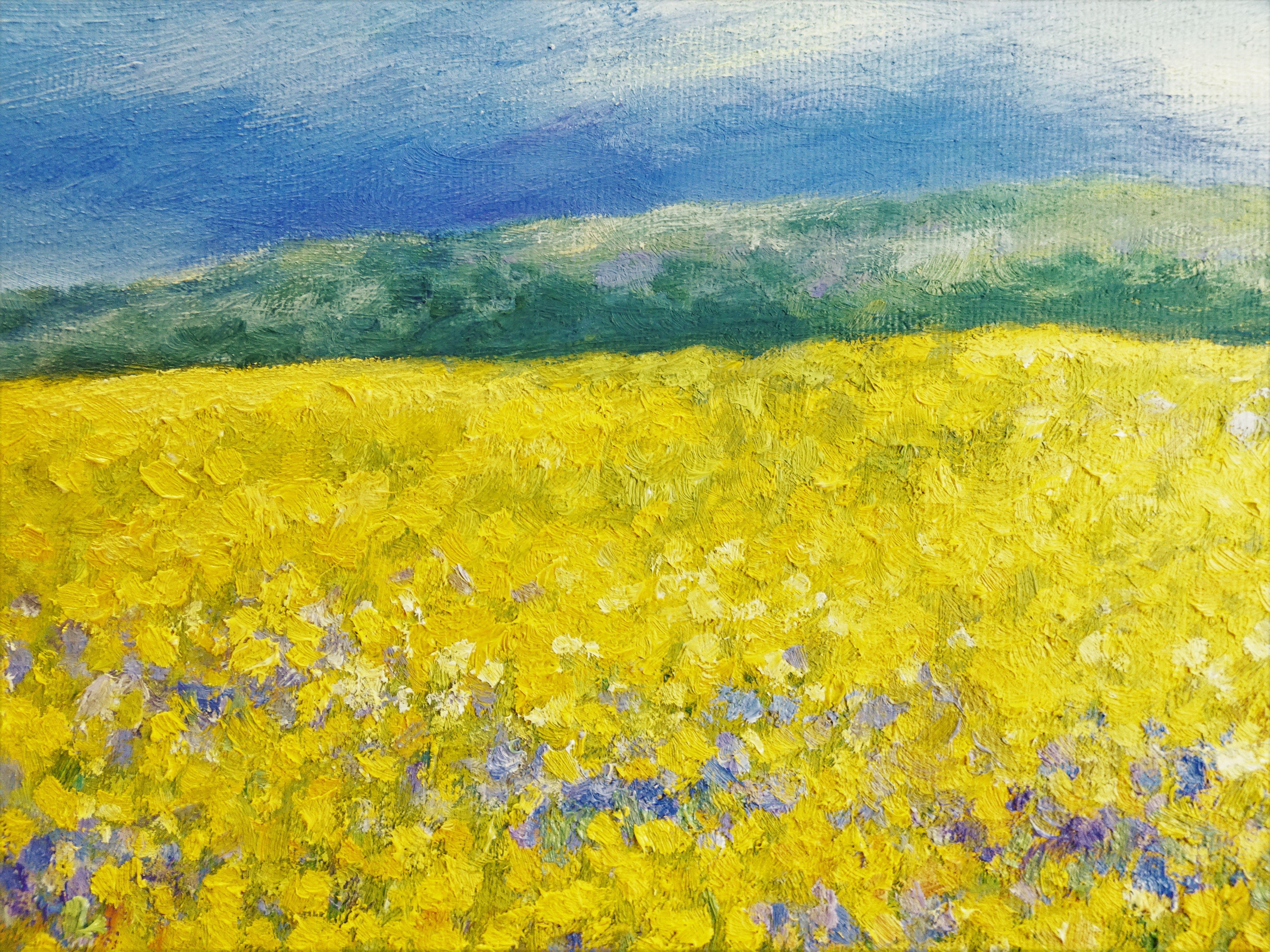 Flowery Field, Painting, Oil on Canvas For Sale 1