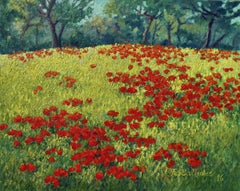 Landscape with Poppies, Painting, Oil on Canvas
