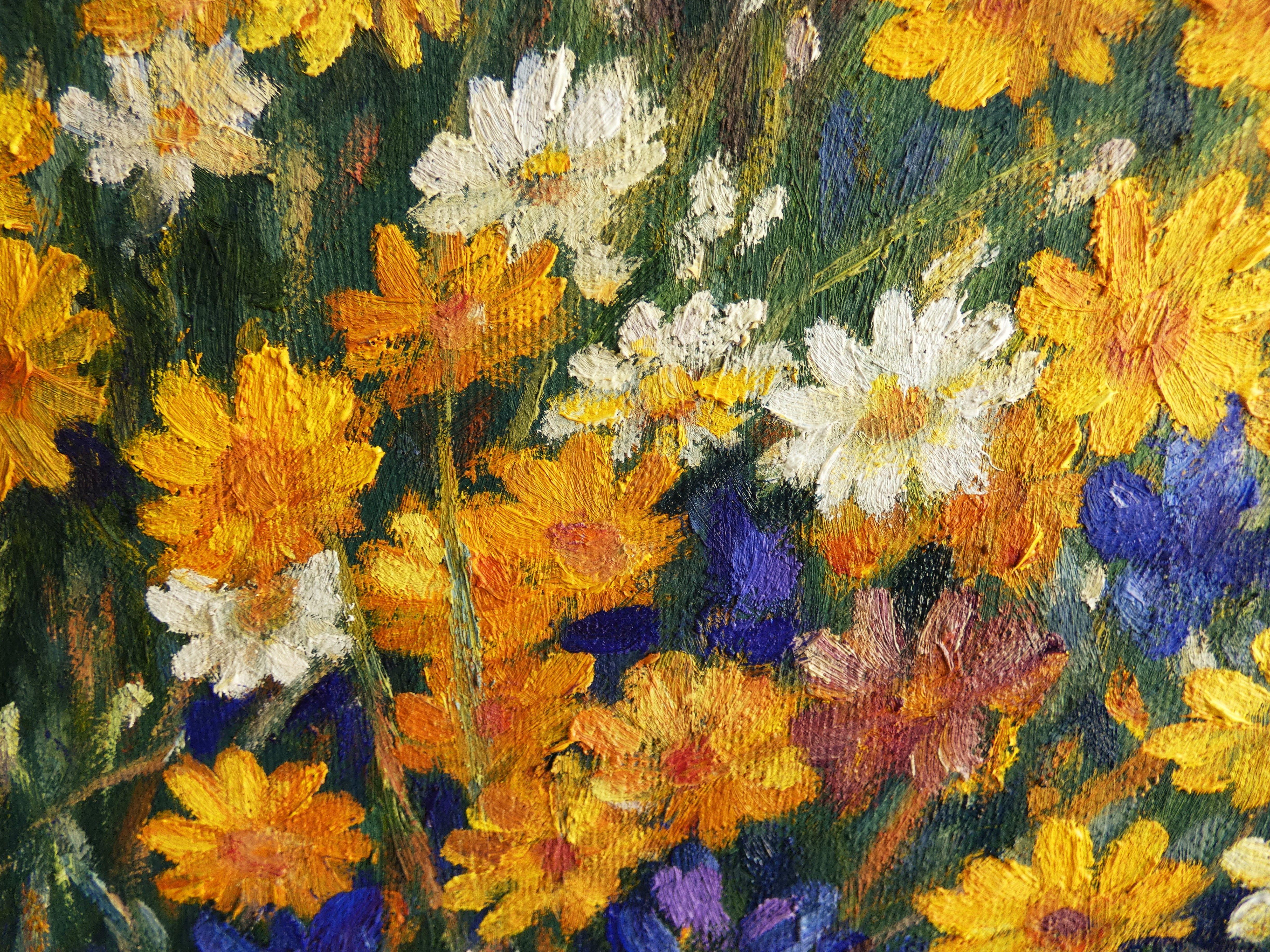 Mein Gemälde ist über den Frühling, Frühling ist über Blumen, starke Farben und Freude :: Malerei :: Impressionist :: Dieses Werk wird mit einem offiziellen, vom Künstler unterzeichneten Echtheitszertifikat geliefert :: Bereit zum Aufhängen: Ja ::