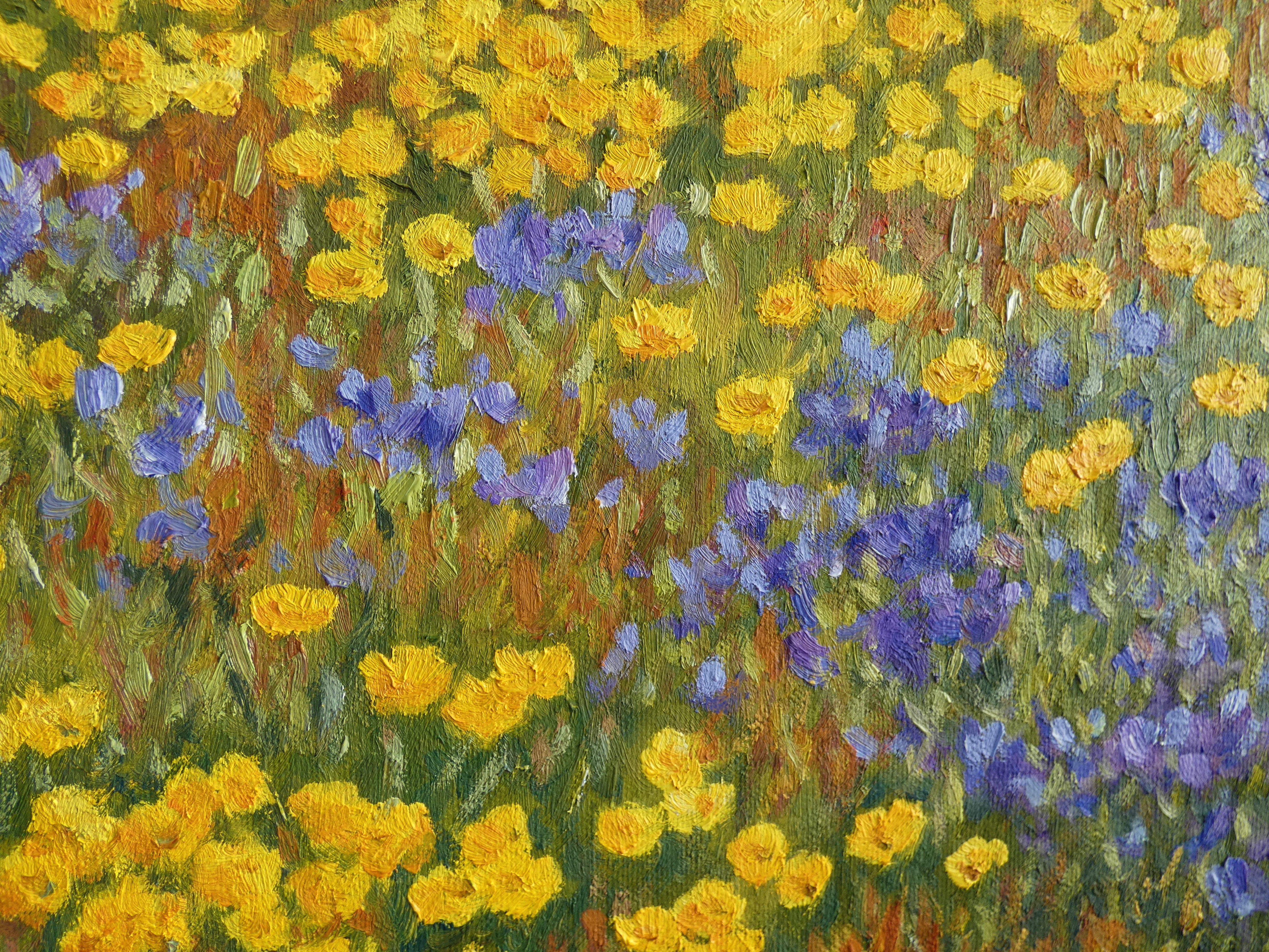 Yellow Flowered Field, Painting, Oil on Canvas For Sale 1