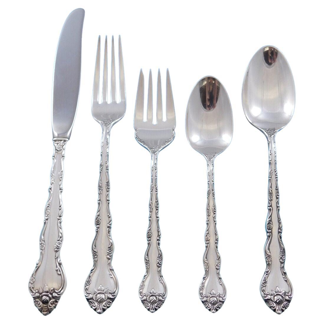 Feliciana by Wallace Sterling Silver Flatware Set for 8 Service 46 Pieces For Sale