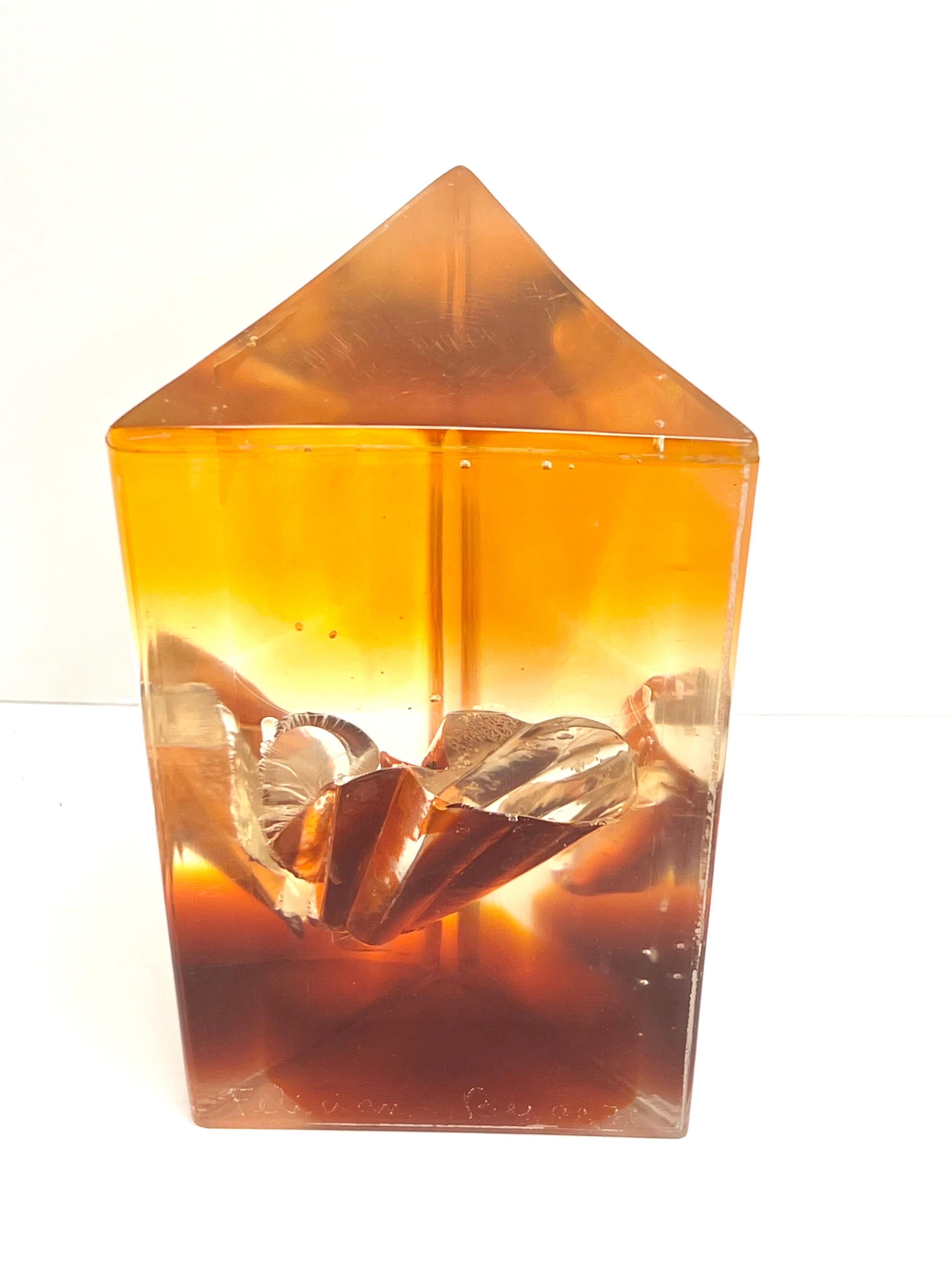 Late 20th Century Feliciano Bejar Resin Lucite Abstract Modern Sculpture