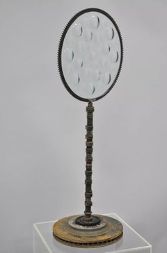 Feliciano Bejar, signierte Magiscope-Skulptur aus Glas und Stahl, Industrielle moderne Glas- und Stahlskulptur