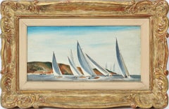 American Female Impressionist St. David's Bermuda Sail Boat Race Oil Painting
