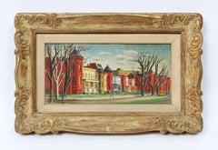 Antique American Female Impressionist New England Cityscape Signed Oil Painting