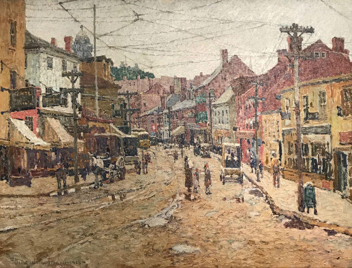 Felicie Howell Landscape Painting - Main Street, Gloucester, by Felicie Waldo Howell (1897-1968, American)