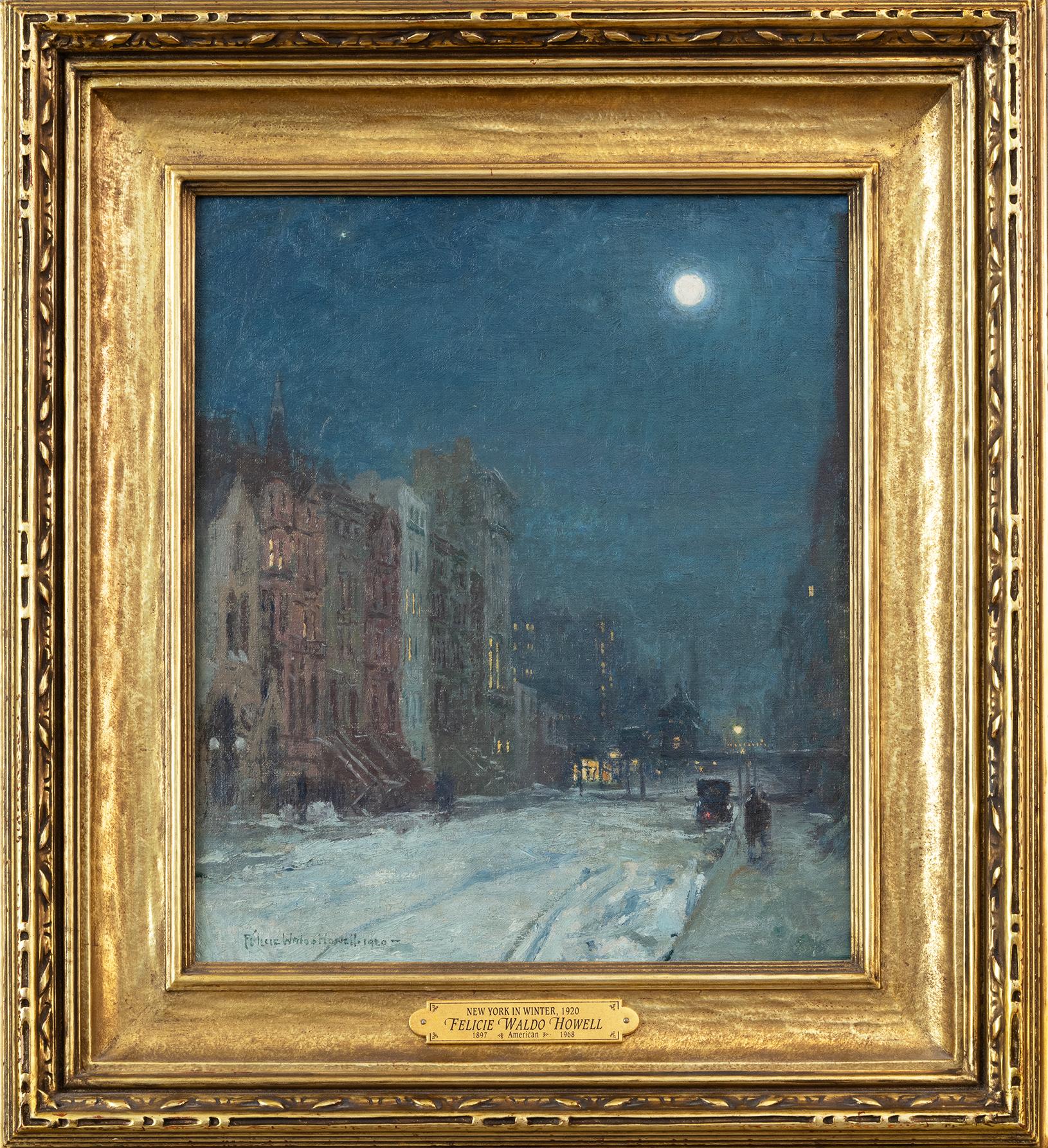 New York al chiaro di luna, 1920 - Painting di Felicie Howell