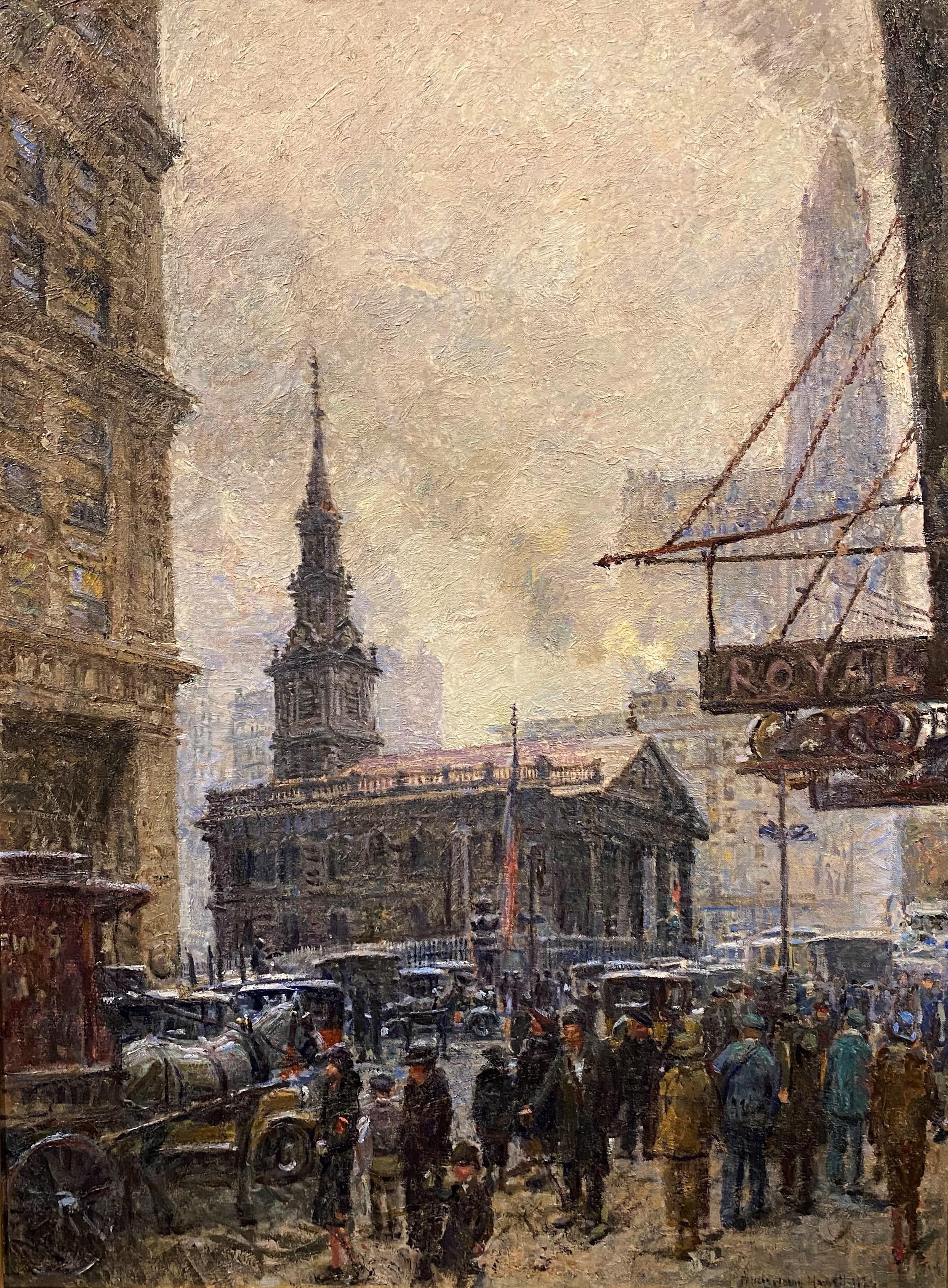 St. Paul’s From John Street, NY - Painting by Felicie Howell