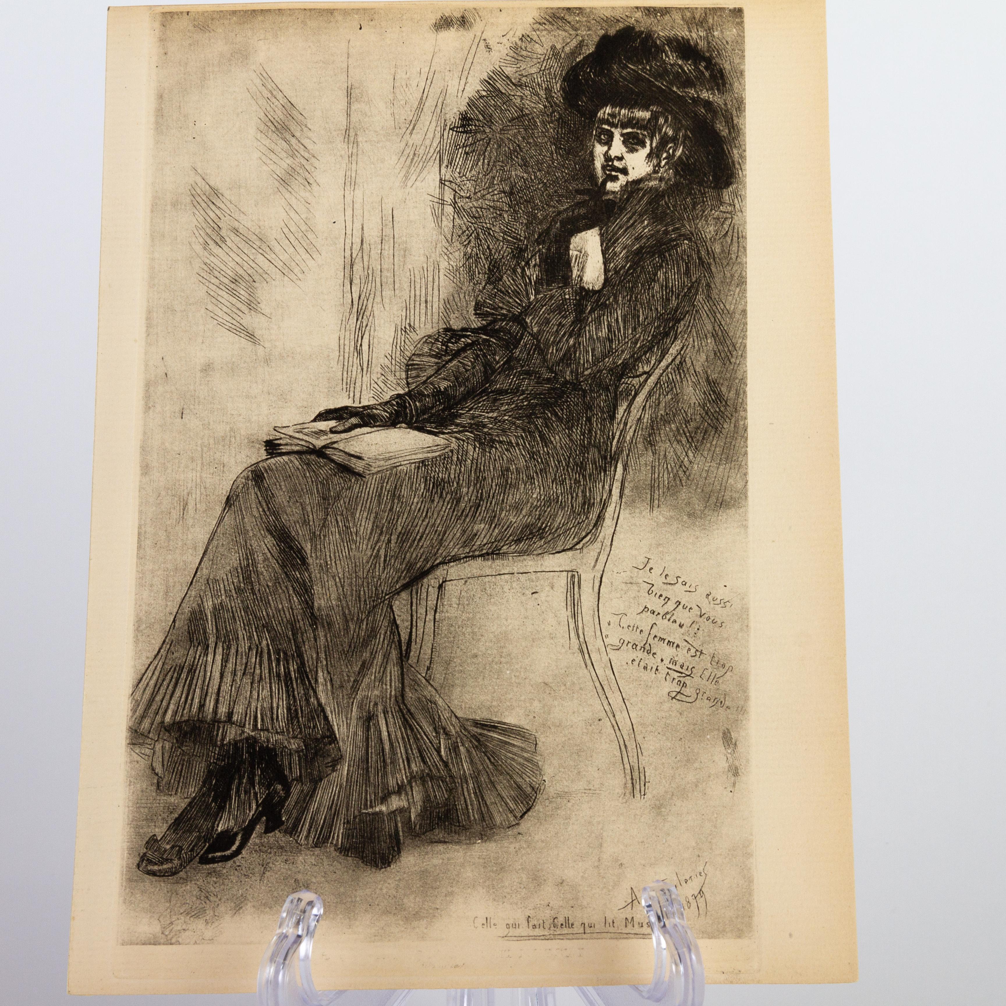Felicien Rops (1833-1898) Belgian Original Etching 19th Century 
Good overall condition

Félicien Victor Joseph Rops( 1833-1898) was a Belgian artist associated with Symbolism and the Parisian Fin-de Siecle. He was a painter, illustrator,