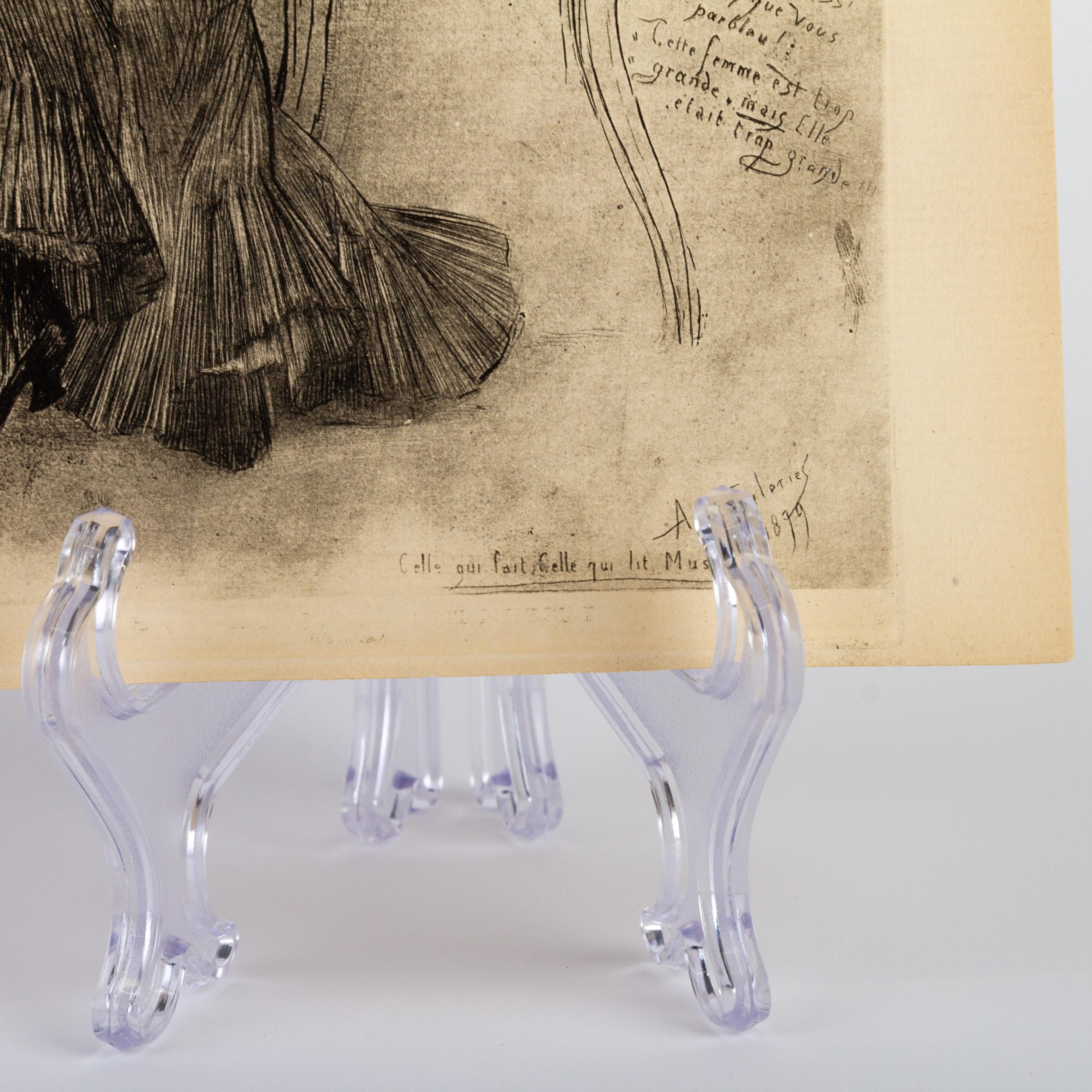 Paper Felicien Rops (1833-1898) Belgian Original Etching 19th Century For Sale