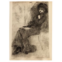 Felicien Rops (1833-1898) Belgian Original Etching 19th Century