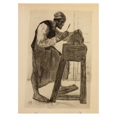 Felicien Rops (1833-1898) Acquaforte originale belga del XIX secolo