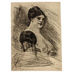 Felicien Rops (1833-1898) "Bourgeoisie" Belgian Original Etching 19th Century 