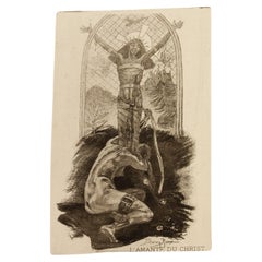 Felicien Rops (1833-1898) "L'Amante du Christ" Belgian Original Etching 19th C