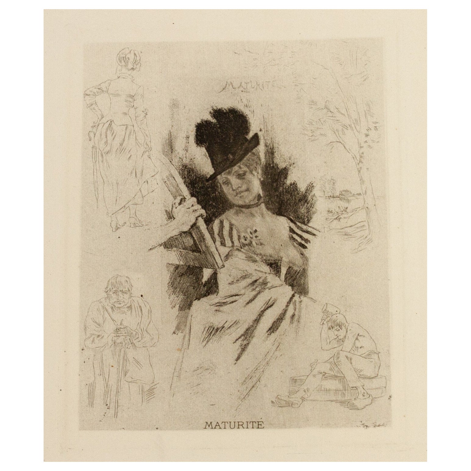 Félicien Rops (1833-1898) "Maturité" Gravure originale belge 19ème siècle en vente