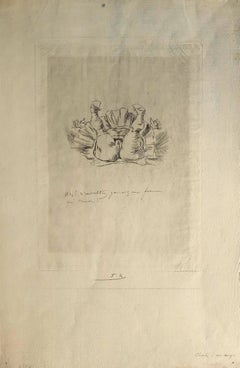 Chute d'un Ange - Acquaforte originale di Félicien Rops - Fine del XIX secolo