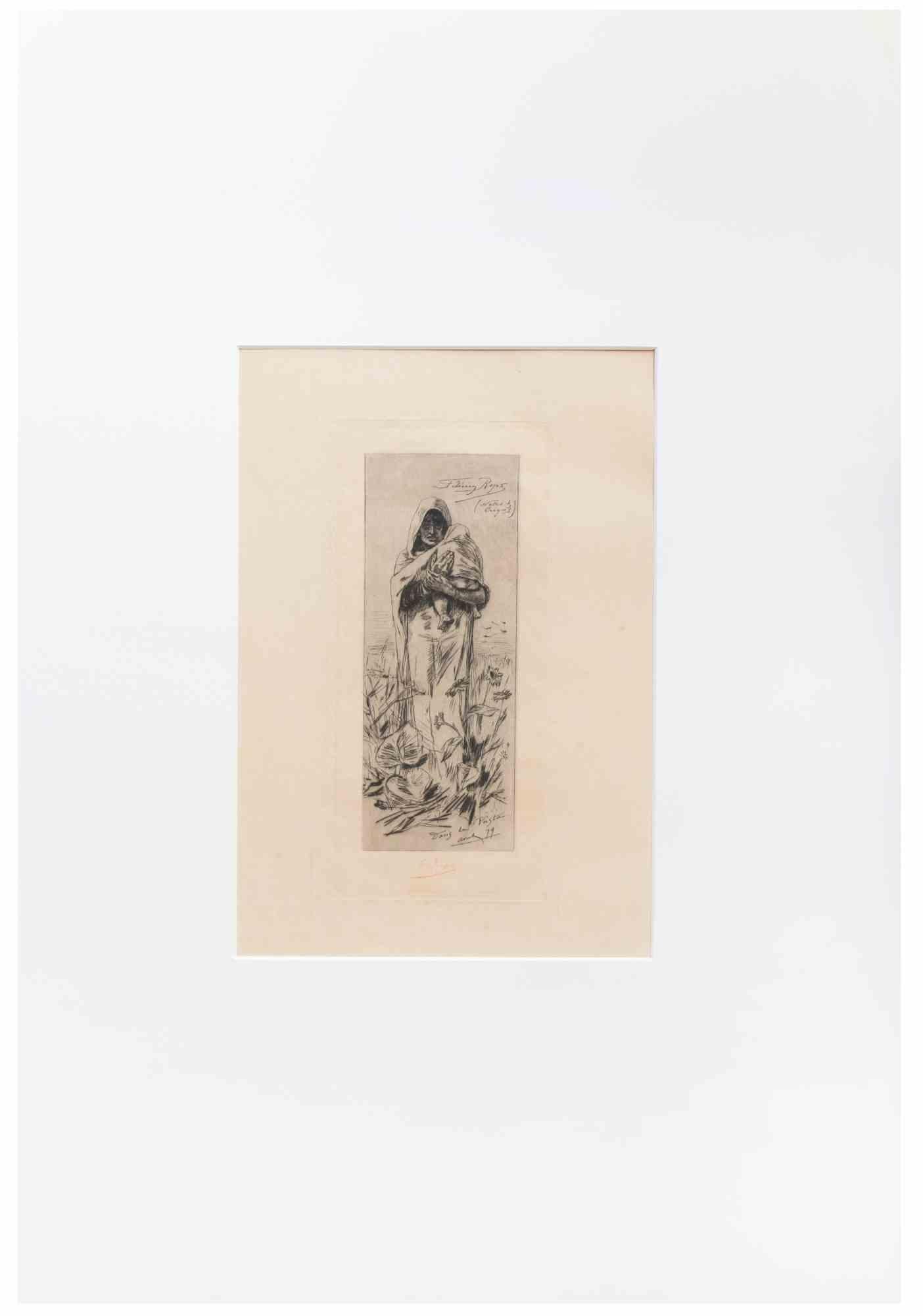 Dans la Pusta - Aguafuerte de Félicien Rops - 1879 en venta 1