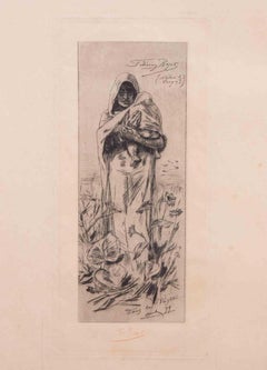 Dans la Pusta - Acquaforte di Félicien Rops - 1879