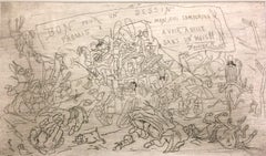 La diligence dUccle - gravure originale de Flicien Rops - fin du 19ème siècle