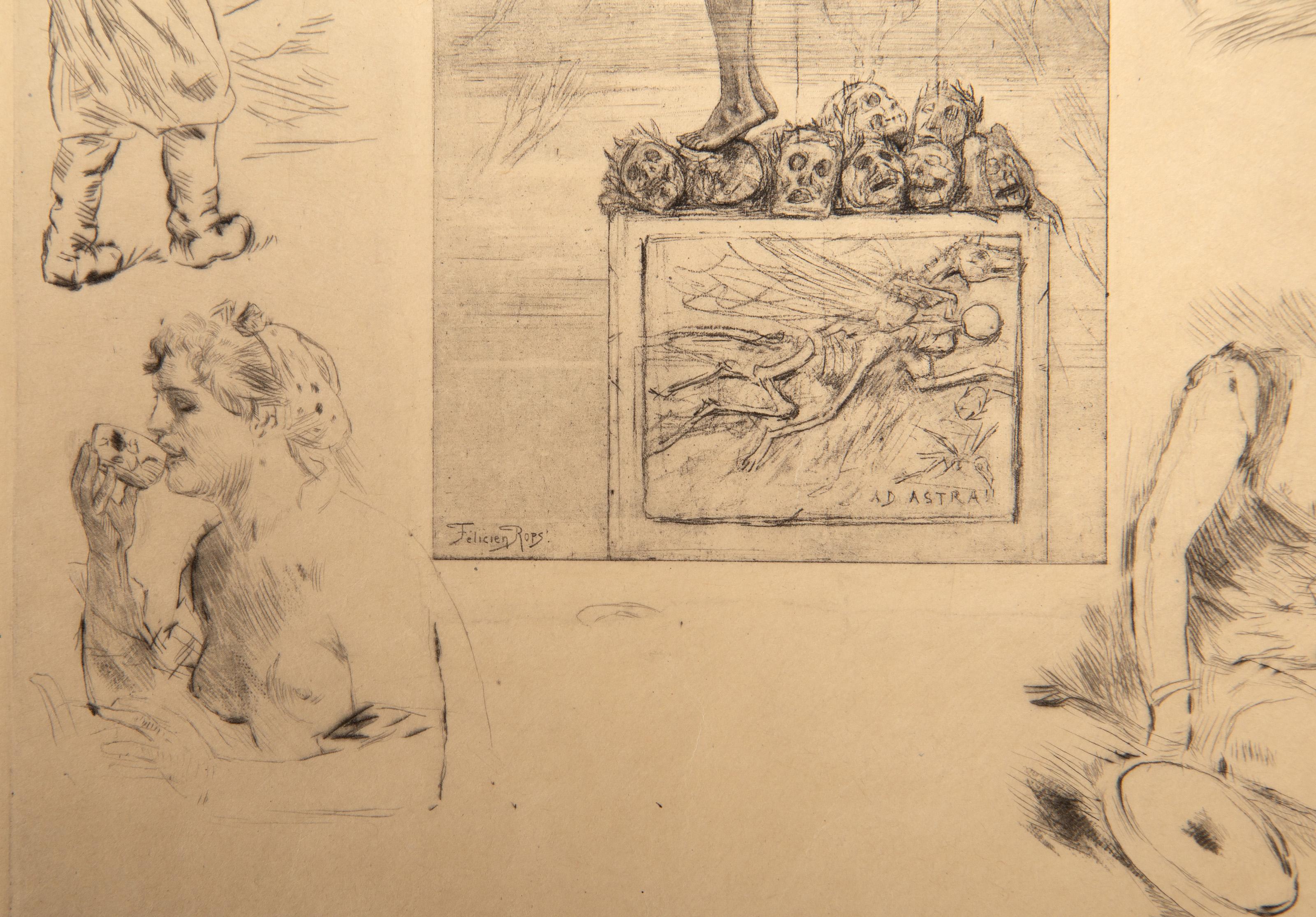 La Lyre, acquaforte surrealista di Félicien Rops in vendita 1