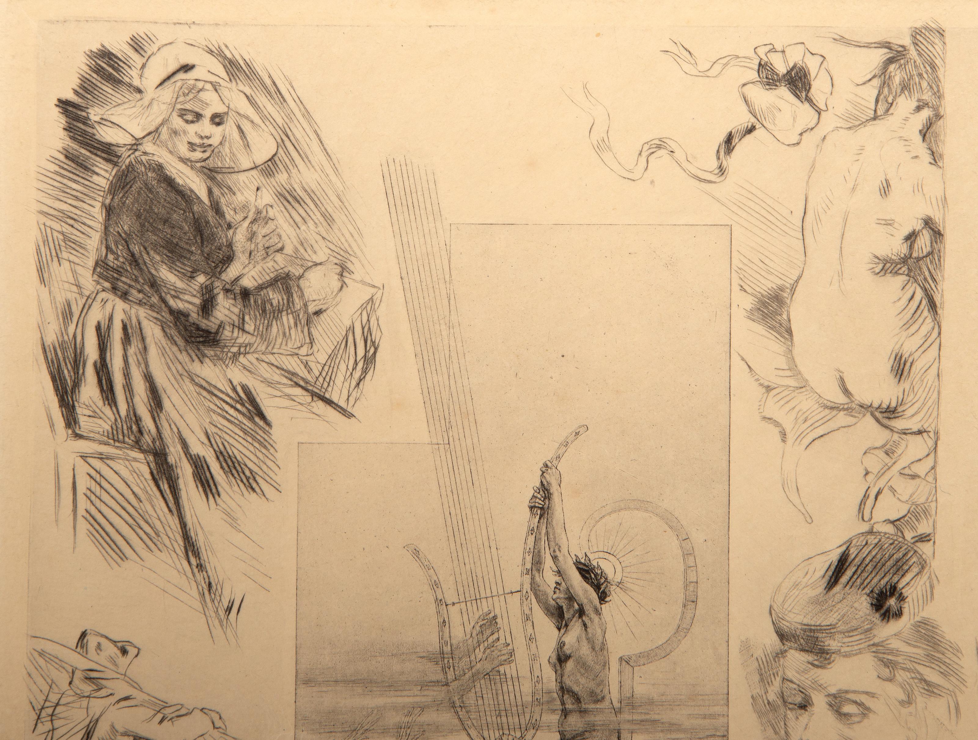 La Lyre, acquaforte surrealista di Félicien Rops in vendita 2