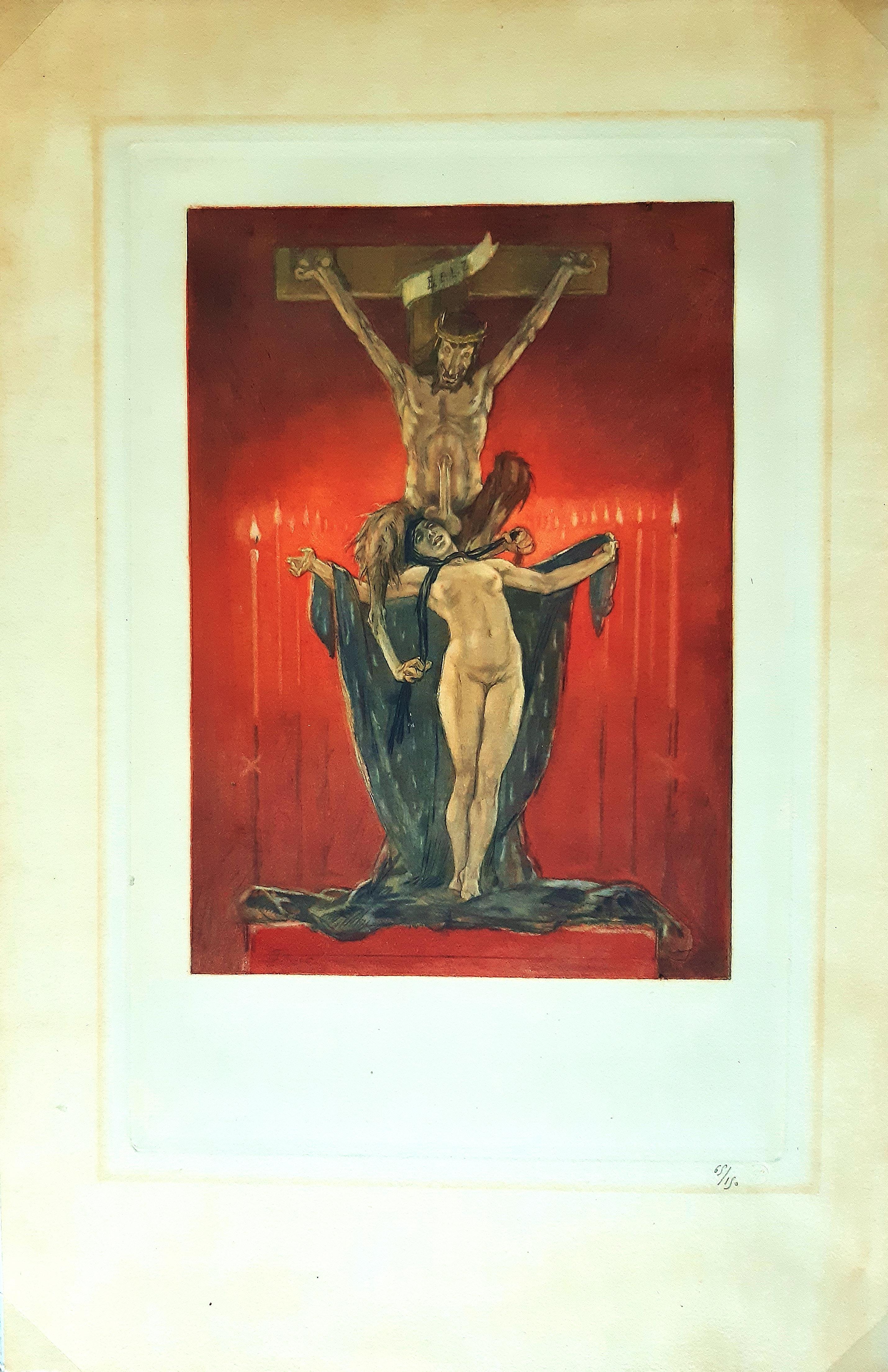 Le Calvaire  - Gravure et héliogravure de Félicien Rops - 1882 en vente 1